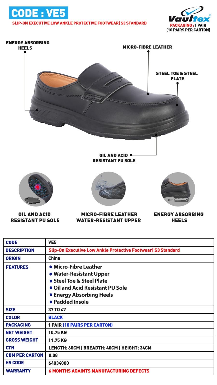 Slip On S3 Grade Executive Safety Shoes